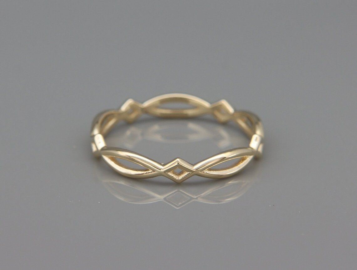 14K Gold Eternity Wedding Ring Handmade Solid 14k Gold Celtic Wedding