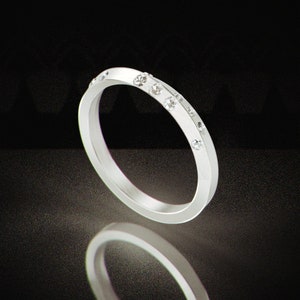 White Gold Knife Edge Ring Set | His and Hers Wedding Band set in Knife Edge style | 14k White Gold Knife Edge Wedding ring set image 5
