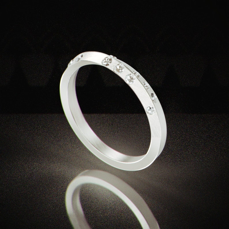 White Gold Knife Edge Ring Set | His and Hers Wedding Band set in Knife Edge style | 14k White Gold Knife Edge Wedding ring set image 5