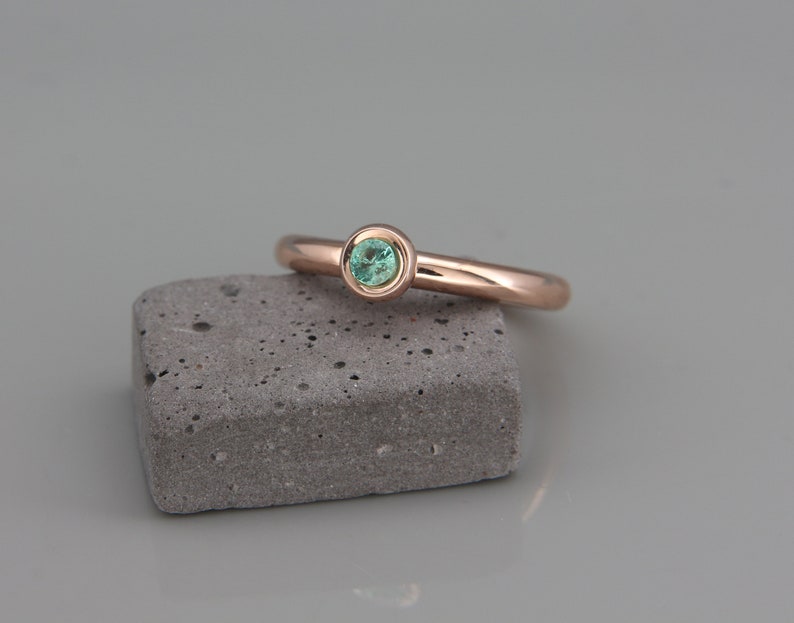 14k Rose Gold Emerald Ring Natural Emerald Stack Ring May Etsy