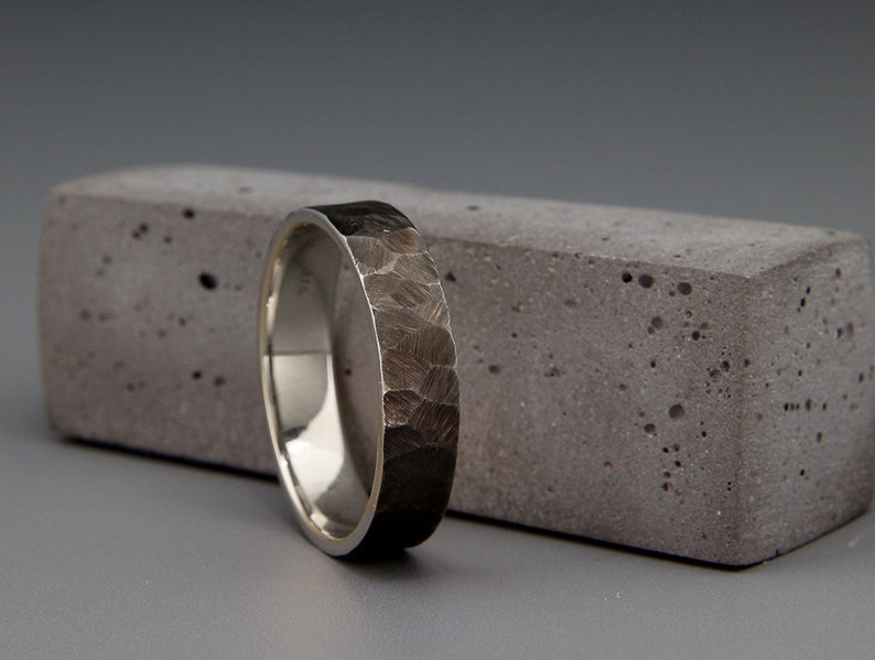 Black Rhodium Men's wedding ring Handmade 14k solid gold ...
