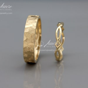 14K Gold Eternity Wedding Rings Set | Handmade 14k gold eternity wedding Rings | His and Hers Wedding Bands Set