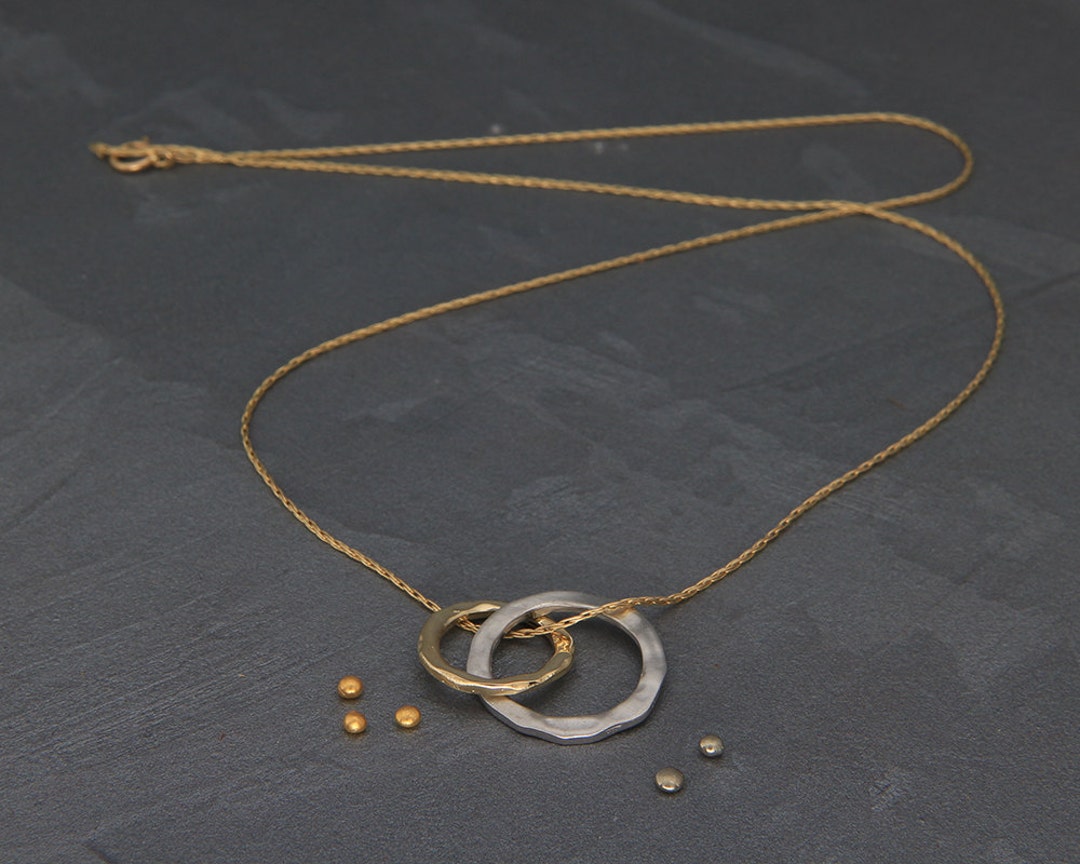 14K Gold Bridal Necklace Handmade Solid 14k Gold White and Yellow ...