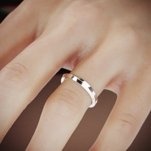 White Gold Knife Edge Ring Set | His and Hers Wedding Band set in Knife Edge style | 14k White Gold Knife Edge Wedding ring set image 4