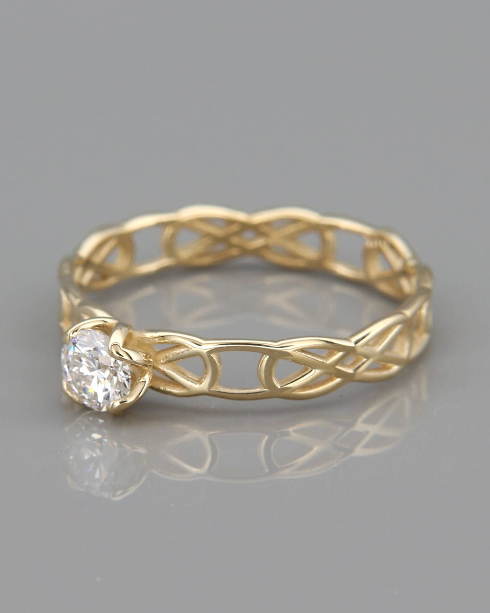 14K Gold Celtic Engagement Ring set with a Diamond Handmade Etsy
