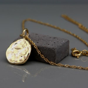 Solid 14K Gold Nugget Necklace | 14k recycled gold necklace with a big gold nugget pendant