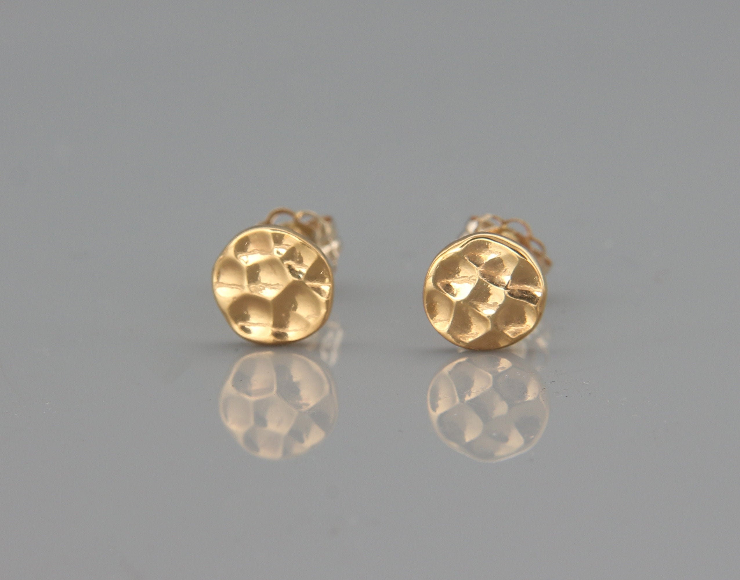 Solid 24K Gold Hammered Earrings Nuggets | Handmade Dainty Solid 24K Gold Nuggets Earrings | Solid Gold Stud Earrings