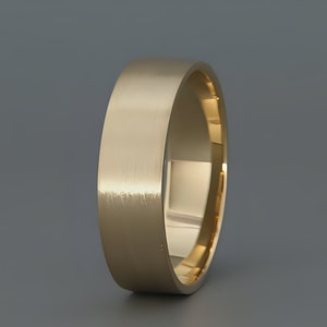 Men&#39;s wedding Band | Solid 14K Gold Men&#39;s Wedding Handmade Brushed Flat Band | Wedding Matt Men&#39;s Flat Ring | 3mm 4mm 5mm 6mm 7mm