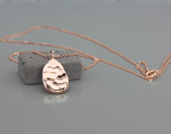 Solid 14K Rose Gold Nugget Necklace 14k 