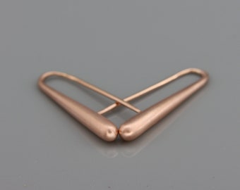 Orecchini A Goccia In Oro Rosa Rame Placcato 14k - Donna - Semplici E Lucidi
