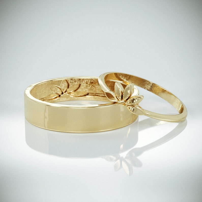 White Gold Marquise Wedding Rings Set Unique Solid 14k White Etsy