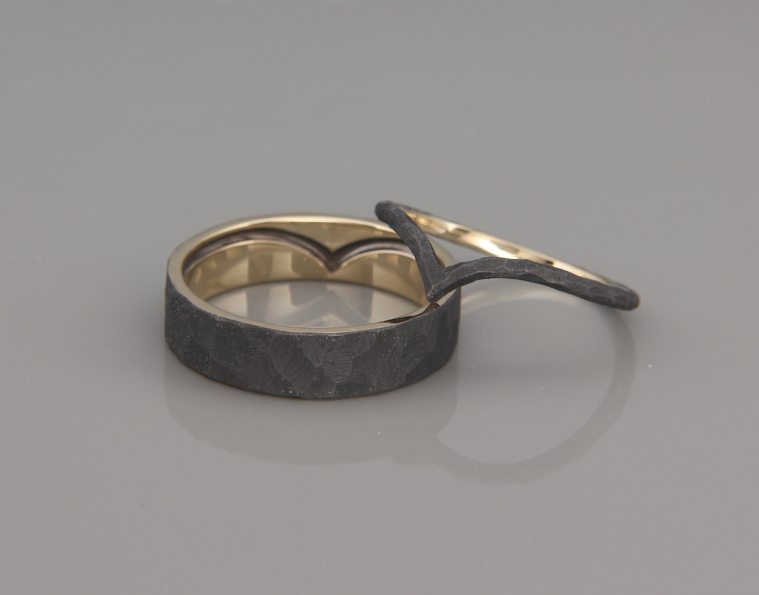 14K Gold Wish Bone Wedding Rings Set 14k Gold Wish Bone Wedding Rings