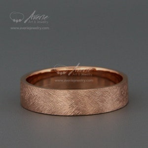 14k Solid rose gold men's wedding Band Handmade 14k solid rose gold rustic men's wedding ring 3mm 4mm 5mm 6mm 7mm image 1