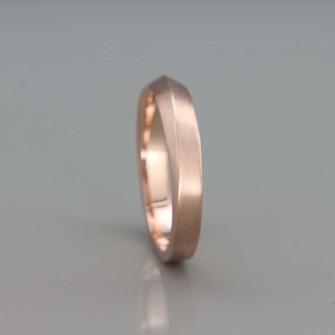 Rose Gold Knife Edge Men's Wedding Ring | Handmade Solid 14K Rose Gold ...