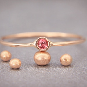 Red Sapphire Ring |Handmade Solid 14K Rose Gold Ring set with Red Sapphire |Alternative Statement Ring - September birthstone
