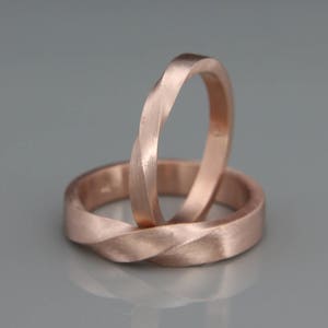 14k Rose Gold Mobius Wedding Band set His and Hers Mobius Ring Set made of 14k Rose Gold Mobius wedding ring set image 3