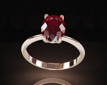 14K Yellow Gold Genuine Garnet Solitaire Ring - January Birthstone, Handmade In USA, Size 10 - View #8