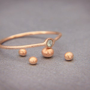 Green Sapphire Ring | Handmade Solid 14K Rose Gold Ring set with Green Sapphire | Alternative Statement Ring - September birthstone image 2