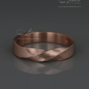 14k Rose Gold Mobius Men's wedding Band | Solid 14K Rose Gold Men's Wedding Ring in Mobius style | 3mm 4mm 5mm 6mm 7mm