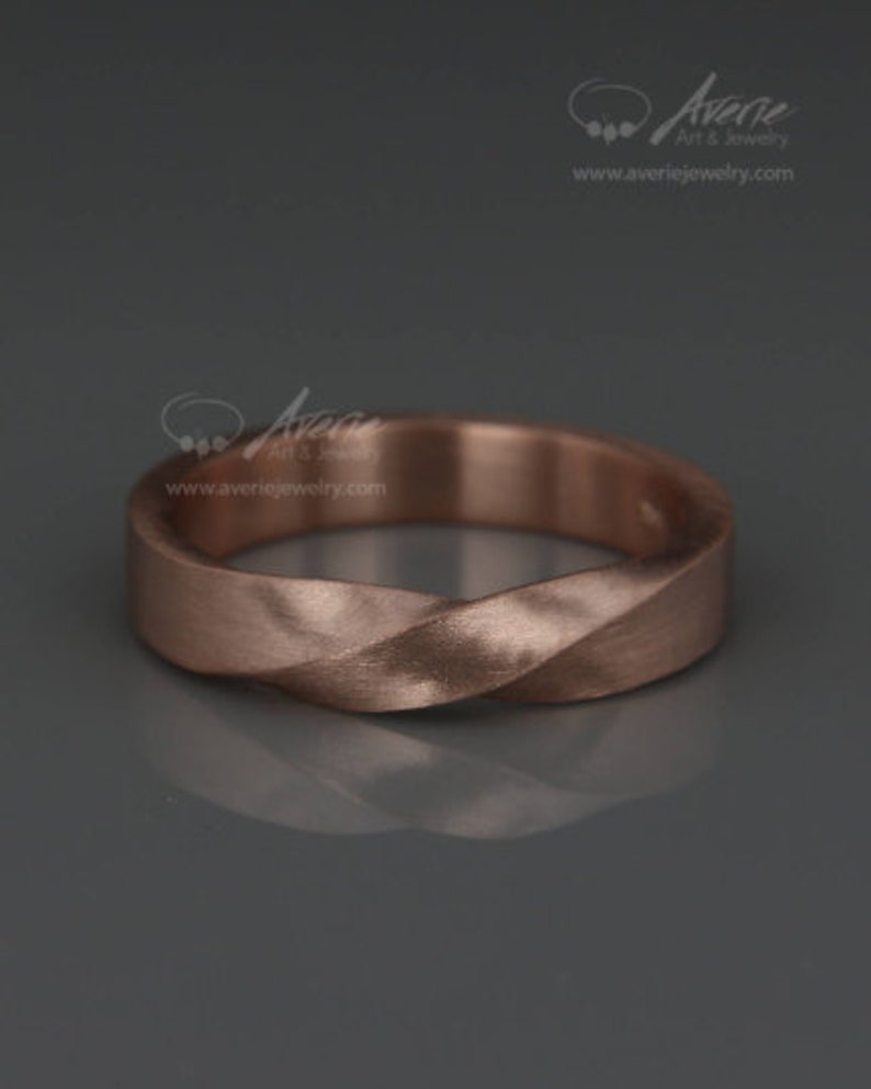 14k Rose Gold Mobius Men's wedding Band Solid 14K Rose Gold Men's Wedding Ring in Mobius style 3mm 4mm 5mm 6mm 7mm image 1