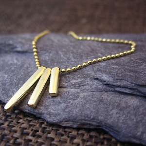 Collar de 3 barras de oro macizo de 14 quilates / Collar de 3 barras de oro macizo de 14 quilates hecho a mano