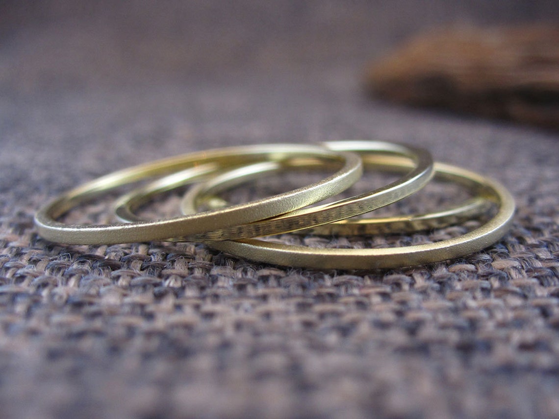 Solid 14K Gold Stacking Rings | Set of 4 Handmade Stacking Rings Solid ...