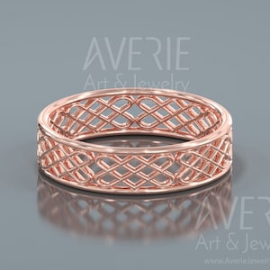 14K Rose Gold Celtic Love Knot Wedding Ring | Handmade solid 14k Rose gold Celtic Love Knot wedding band