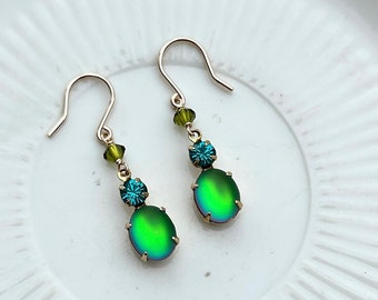 Unique Earrings, Gold Filled Jewelry, Swarovski Crystals, Wire Wrapped Jewelry, Handmade Earrings, Crystal Dangles, Made in USA