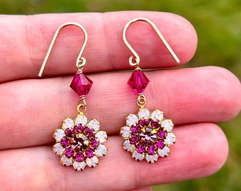 Gold Filled Earrings, Swarovski Crystals, Valentine's Earrings, Valentine's Jewelry, Crystal Dangles, Handmade Earrings, Unique Jewelry