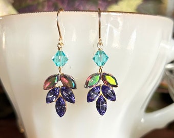 Gold Filled Earrings, Crystal Jewelry, Swarovski Crystals, Wire Wrapped, Elegant Earrings, Unique Jewelry, Handmade Earrings