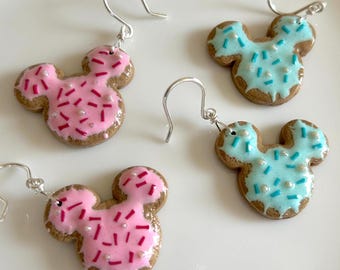 Sterling Silver Mickey Cookie Earrings: Handmade Clay Jewelry
