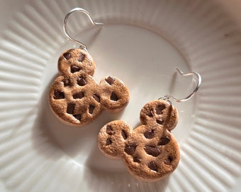 Sterling Silver Earrings, Mickey Earrings, Disneyland Jewelry, Cookie Earrings, Mouse Jewelry, Disney World Jewelry, Mickey Jewelry, Clay