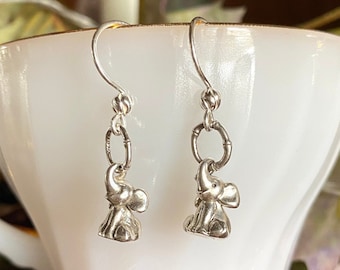 Sterling Silver Earrings, Elephant Earrings, Elephant Jewelry, Pandora Charms, Pandora Earrings, Unique Earrings, Wire Wrapped