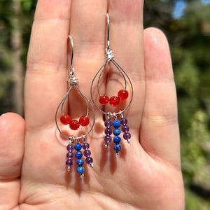 Gemstone Earrings, Sterling Silver, Statement Earrings, Gemstone Jewelry, Hippie Jewelry, Wire Wrapped Earrings, Handmade Earrings