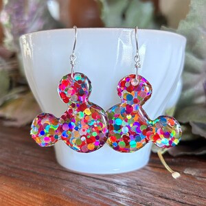 Mickey Earrings, Disney Inspired, Sterling Silver, Disney Earrings, Mouse Earrings, Mickey Jewelry, Disneyland Jewelry, Resin Earrings