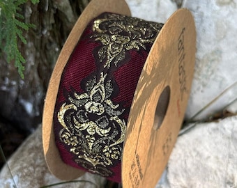 Luxurious 35mm Red Authentic Jacquard Ribbons (1.37 inches) - Perfect for Elegant Sewing Crafts