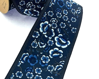 Floral Jacquard Curtain Trim: 2.75&quot; Wide Drapery Border