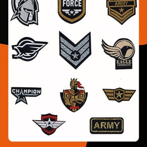 Embroidered Military Patches: Iron-On Army Applique Badges - 11pc Set