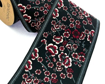 Floral Jacquard Fabric Trim: 100mm Drapery Border