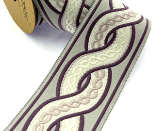 Spiral Embroidery Jacquard Trim: 2.75-inch Woven Drapery Banding Tape