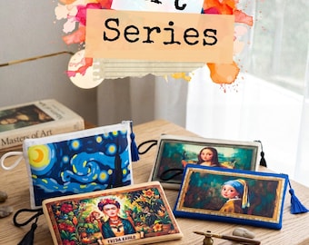 Famous Art Canvas Makeup Bag Vincent Van Gogh Frida Kahlo Cosmetic Pouch Gift