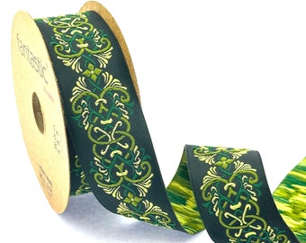 Nastro jacquard arancione ricamato con nodo celtico, 9 m, 3,5 cm, 35976
