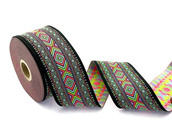 100 Mm Colorfull African Motif Ribbon (3.93 Inches), Vintage Jacquard ...