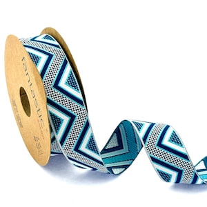 Blaues Chevron Jacquard Band: 25 mm DIY Craft Zierleiste