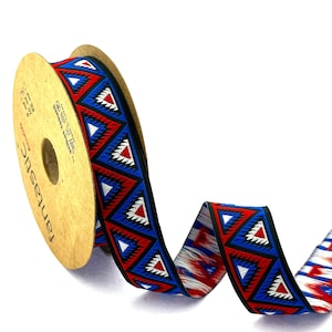 25 mm Blau & Rot Jacquardborte: Stickborte zum Nähen
