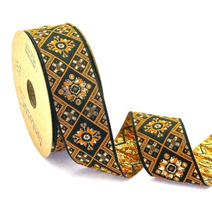 Jacquard Ribbon Geometric Woven Trim for Clothing and Bag Embellishment Decorations, 35 mm Decorative Trim for Handmade Projects