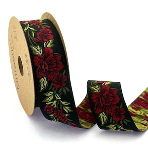 Floral Jacquard Ribbon 35mm - Ideal for Curtains, Pillows, Bags, and Guitar Straps