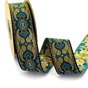 Jacquard Ribbon Vintage Woven Trim for Clothing Embellishment, 35 mm Embroidered Ribbon, Jacquard Trim, Sewing Trim, Gift for Crafter