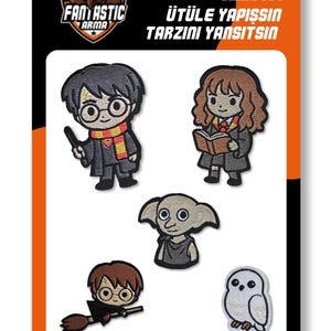 Wizard Iron On Patches Set of 5, Fantasy Embroidered Patches, Magic Witch Owl Broomstick Appliques for Jackets Backpacks Bags