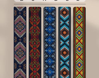 Handmade Boho Bookmark Set of 5 Woven Ribbon Bookmarks with Tassels